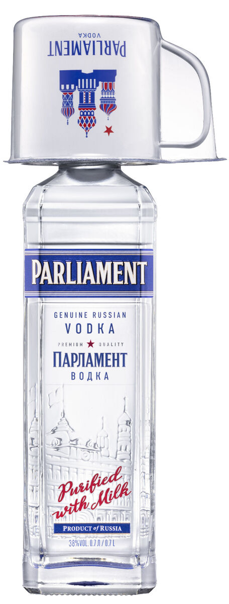 Parliament Vodka mit neuem Mule-Becher in Weiß