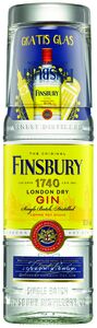 Packshot: Finsbury London Dry Gin mit Tumbler-Onpack