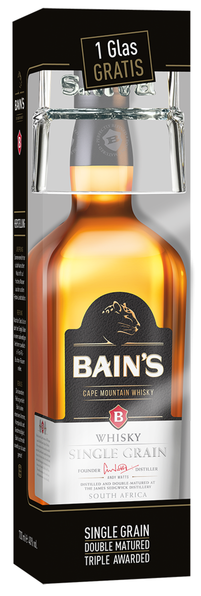 Bain’s Cape Mountain Whisky: Geschenkverpackung inklusive Glaszugabe