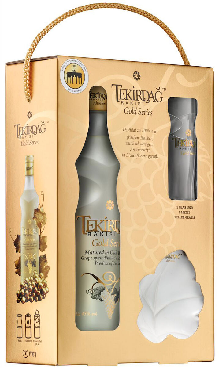 TEKIRDAǦ Gold Series in Geschenkbox mit Mezze-Teller und Rakı Glas