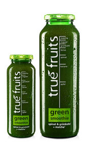 true fruits Green Smoothie mit Grünkohl, Spinat und Matcha jetzt auch in die große 750ml Flasche