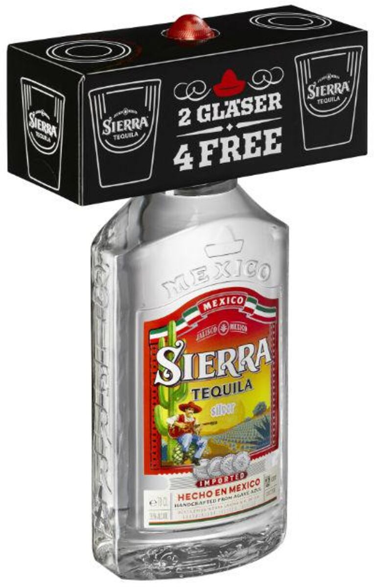 Sierra Tequila Onpack-Promotion mit gravierten Shotgläsern Sierra Tequila Onpack-Promotion mit gravierten Shotgläsern