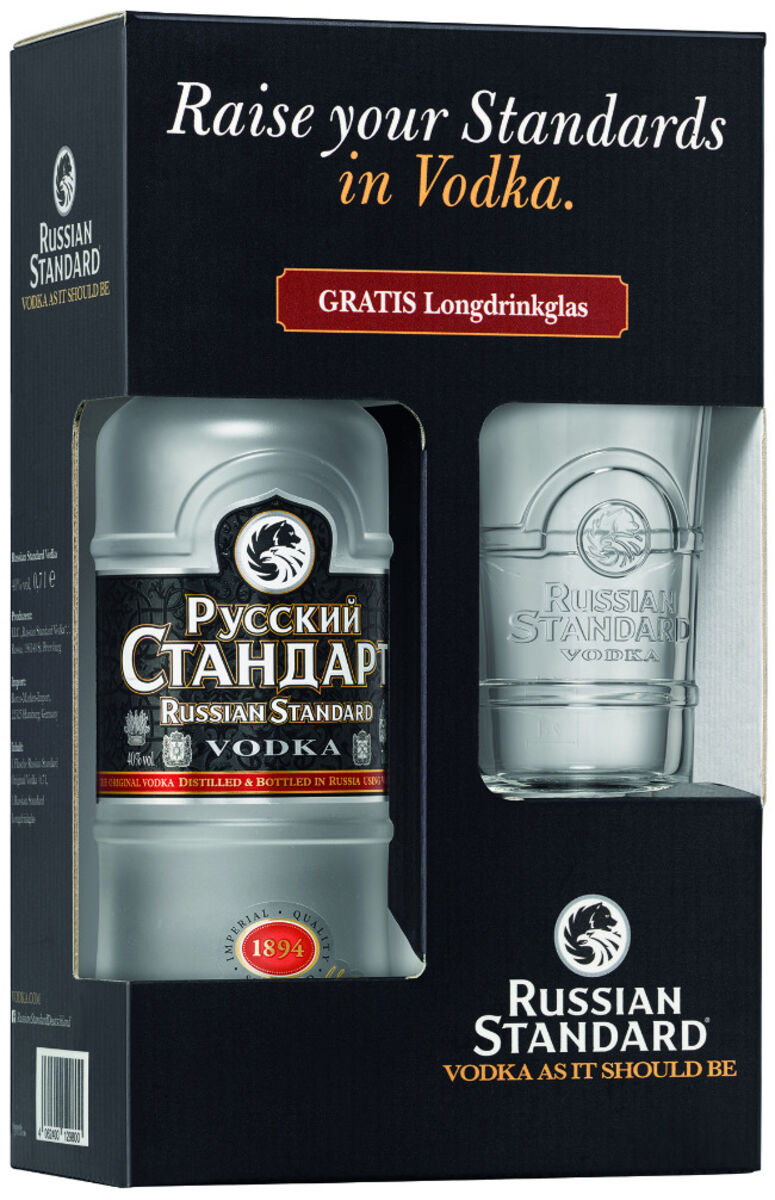 Russian Standard Vodka präsentiert Geschenkset mit Longdrinkglas in neuem Design