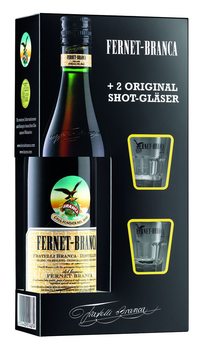 Fernet-Branca Geschenkbox mit exklusiven Branca-Gläsern