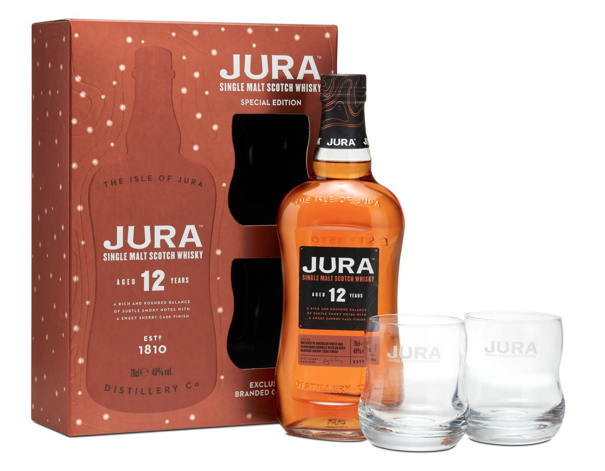 Jura Whisky präsentiert Jura 10 YO, 12 YO Geschenksets und Minipack Mercurio Drinks